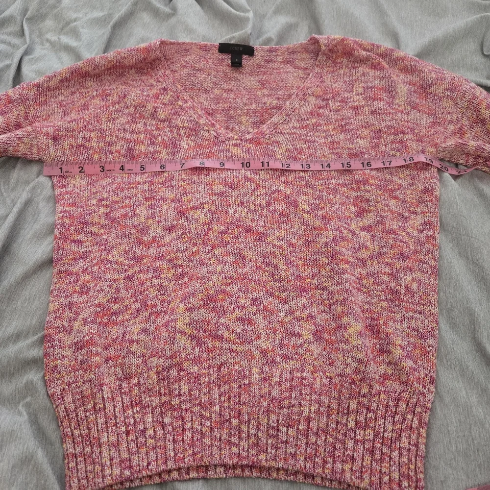 J. Crew Flared Sleeve Marled Knit Swing Sweater Primrose Pink Vneck Size Small
